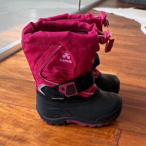 Kamik Kids Pink and Black Rain & Snow Boots